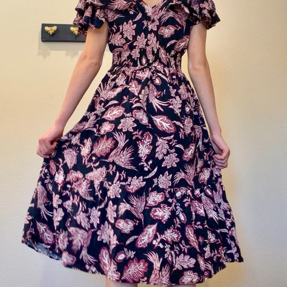 Maurices Navy and Pink Floral Midi Dress - Picture 6 of 10